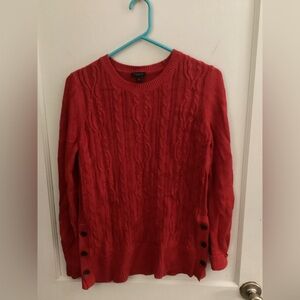 Women’s sweater long red and color brand is Ann Taylor factory size is medium